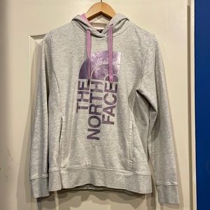 The North Face Gray Hoodie with Purple Accents